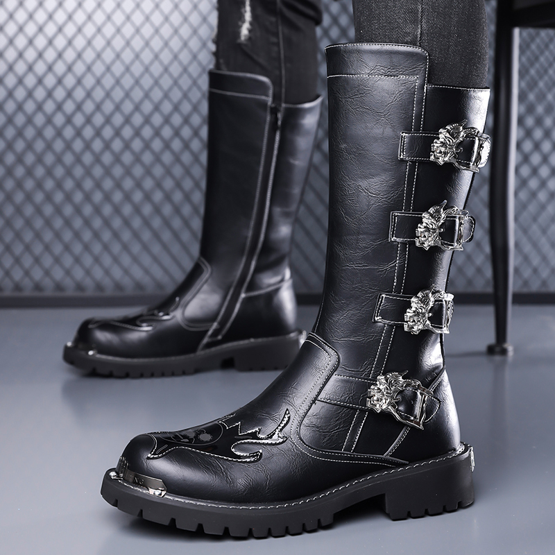 Leatherwork Boots - 가을 신상 남성용 디자이너 가죽 롱부츠