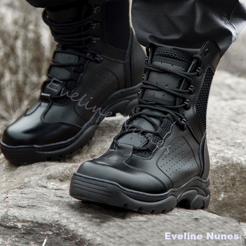 Leatherwork Boots - 메쉬 미드 하이 전술 전투 부츠