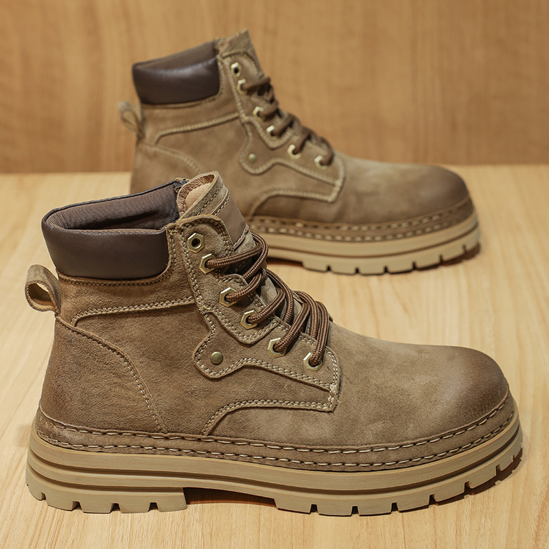 Leatherwork Boots - 남성용 패션 봄 플랫폼 부츠 편안한