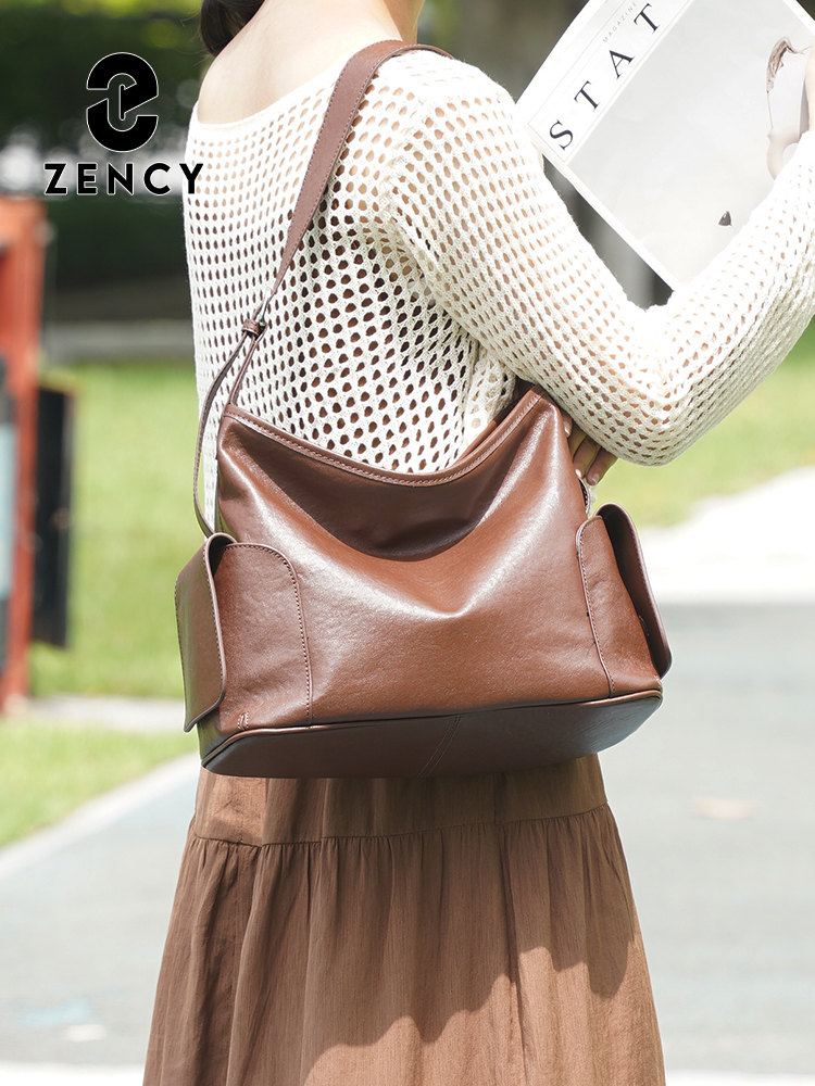 Leather Work Handbags For Women - Zency 소가죽 핸드백 여성용 숄더백 업무용