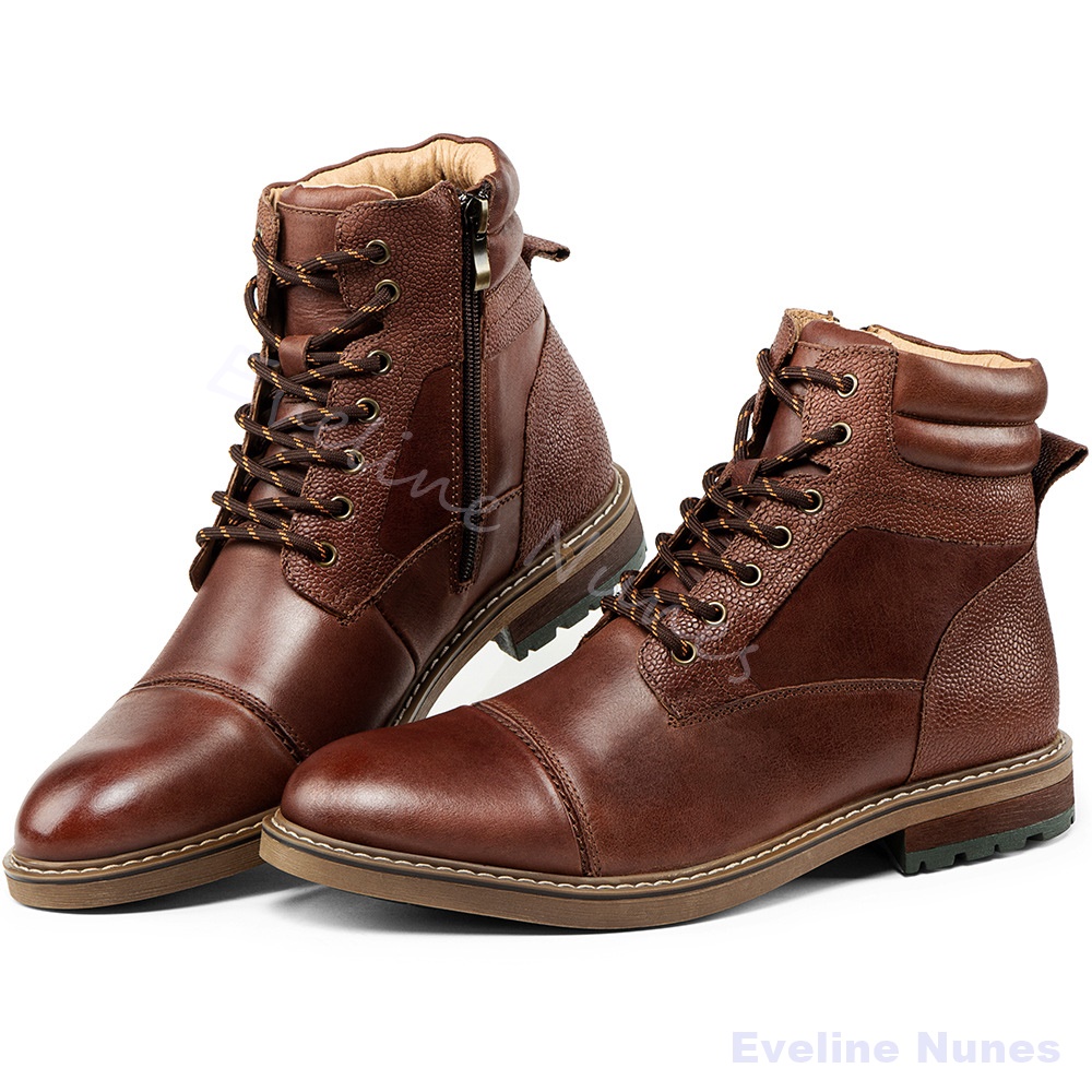 Vintage Leatherwork - 빈티지 브라운 천연 가죽 전투 부츠