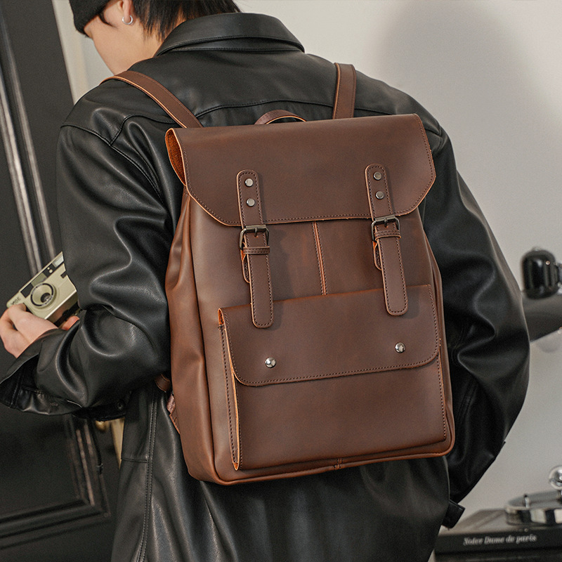 GOYN 빈티지 남성용 가죽 배낭 Bookbag 14  - Leather Work Rucksack Mens 리뷰 및 가격