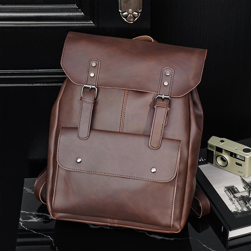 GOYN 빈티지 남성용 가죽 배낭 Bookbag 14  - Leather Work Rucksack Mens 리뷰 및 가격