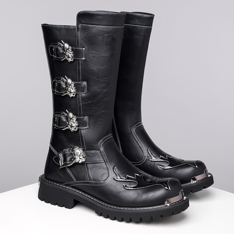 가을 신상 남성용 디자이너 가죽 롱부츠 패션 캐주얼 블 - Leatherwork Boots 리뷰 및 가격