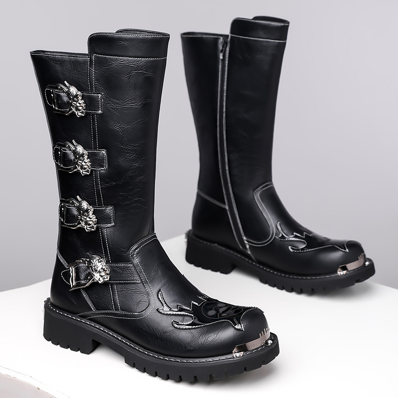 가을 신상 남성용 디자이너 가죽 롱부츠 패션 캐주얼 블 - Leatherwork Boots 리뷰 및 가격