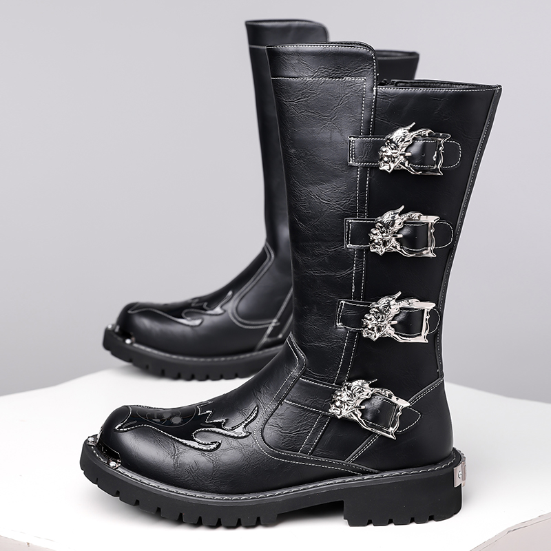가을 신상 남성용 디자이너 가죽 롱부츠 패션 캐주얼 블 - Leatherwork Boots 리뷰 및 가격