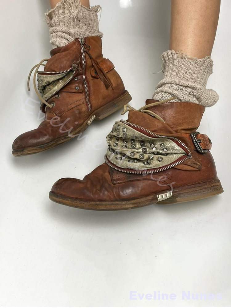 빈티지 디스트레스드 브라운 앵클 부츠 남성용 라운드 토 - Vintage Leatherwork 리뷰 및 가격