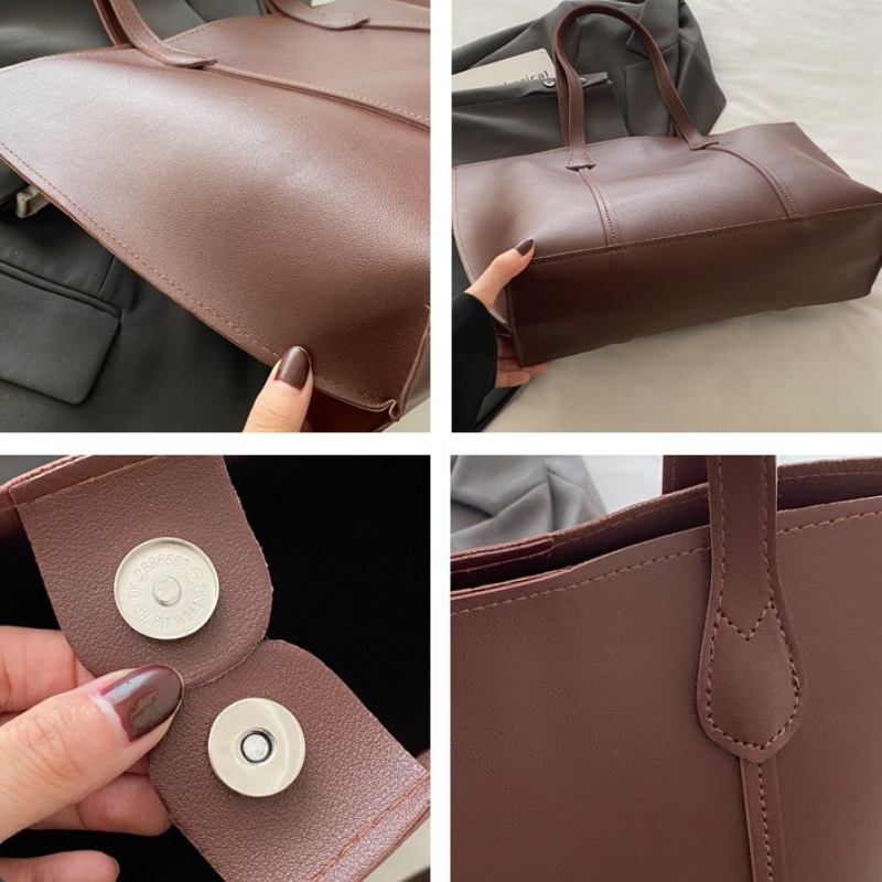 클래식 대용량 가죽 여성 토트백, 편안한 핸드백, 일상 - Leather Work Handbags For Women 리뷰 및 가격
