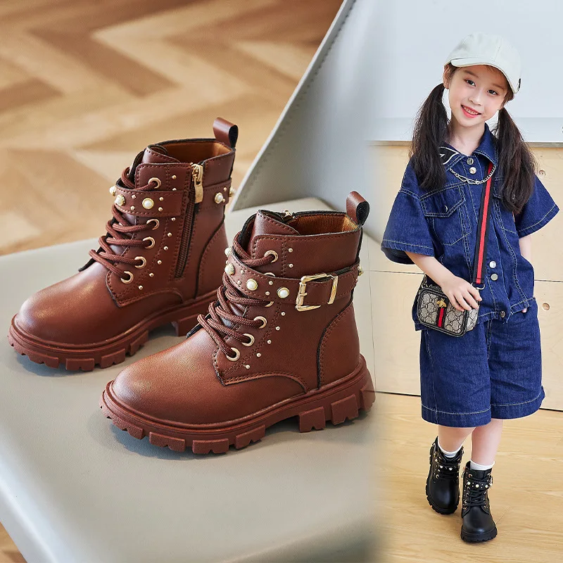 가을 겨울 소녀용 플리스 안감 따뜻한 작업용 숏부츠 어 - Leather Work For Kids 리뷰 및 가격