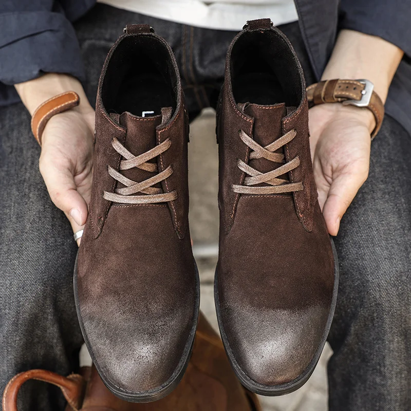 새로운 소가죽 스웨이드 앵클 부츠 수제 빈티지 영국 남 - Vintage Leatherwork 리뷰 및 가격
