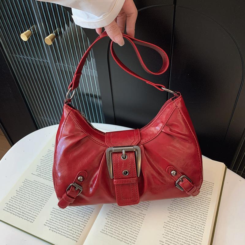 Y2K 레트로 플리츠 가죽 숄더백 여성용 핸드백 언더암 - Leather Work Handbags For Women 리뷰 및 가격