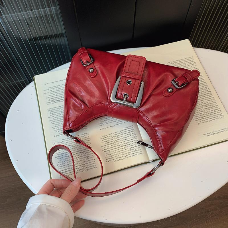 Y2K 레트로 플리츠 가죽 숄더백 여성용 핸드백 언더암 - Leather Work Handbags For Women 리뷰 및 가격