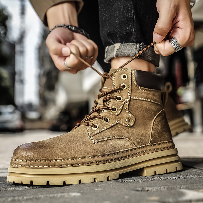 남성용 패션 봄 플랫폼 부츠 편안한 가죽 미끄럼 방지  - Leatherwork Boots 리뷰 및 가격