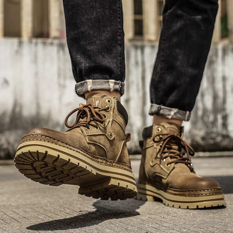 남성용 패션 봄 플랫폼 부츠 편안한 가죽 미끄럼 방지  - Leatherwork Boots 리뷰 및 가격