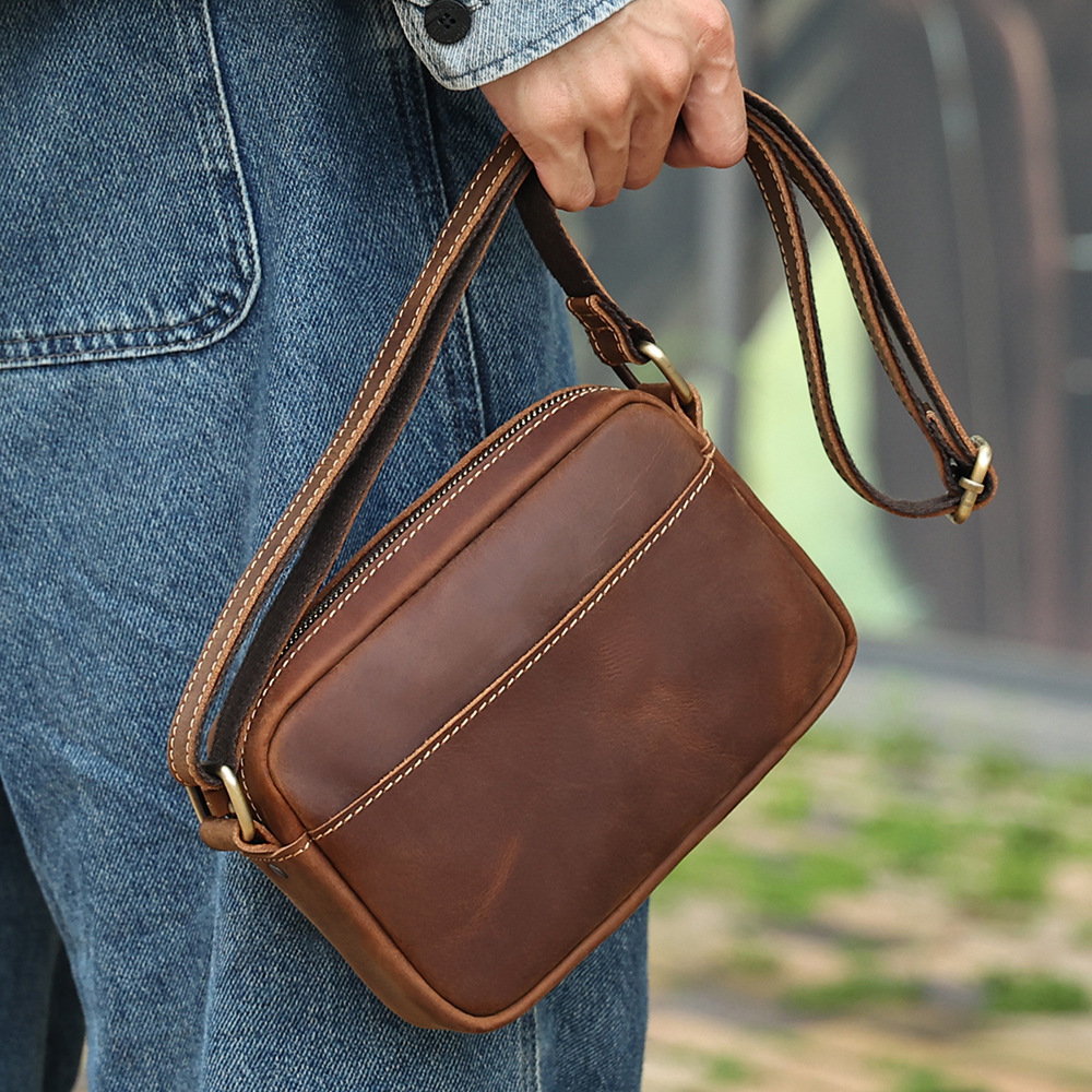 남성용 고급 천연 소가죽 메신저 백 빈티지 가죽 크로스 - Vintage Leatherwork 리뷰 및 가격