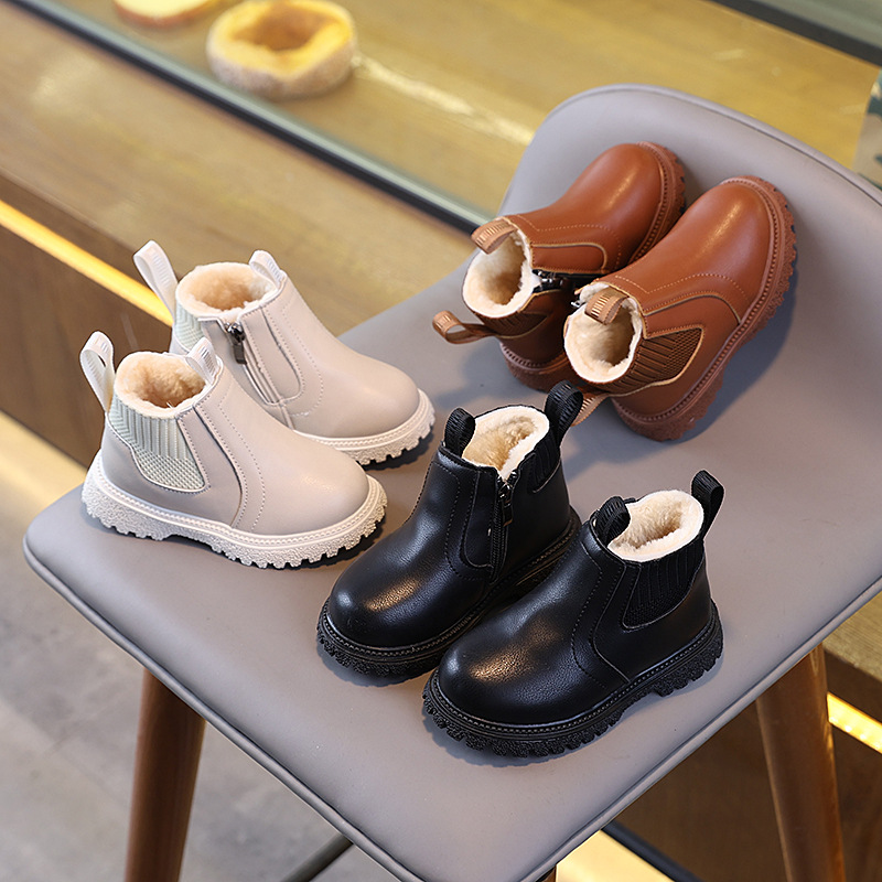 어린이 양털 안감 작업 짧은 부츠 겨울 어린이 따뜻한  - Leather Work For Kids 리뷰 및 가격