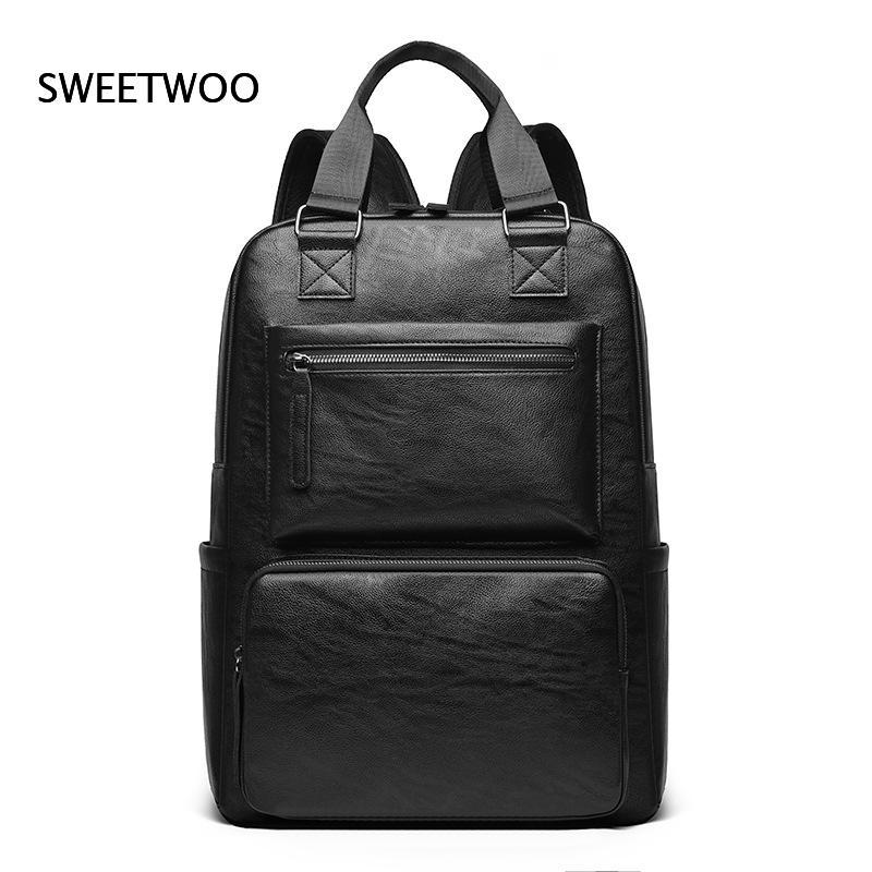 남성용 인조 가죽 노트북 백팩, 듀얼 탑 핸들, 다중  - Leather Work Rucksack Mens 리뷰 및 가격