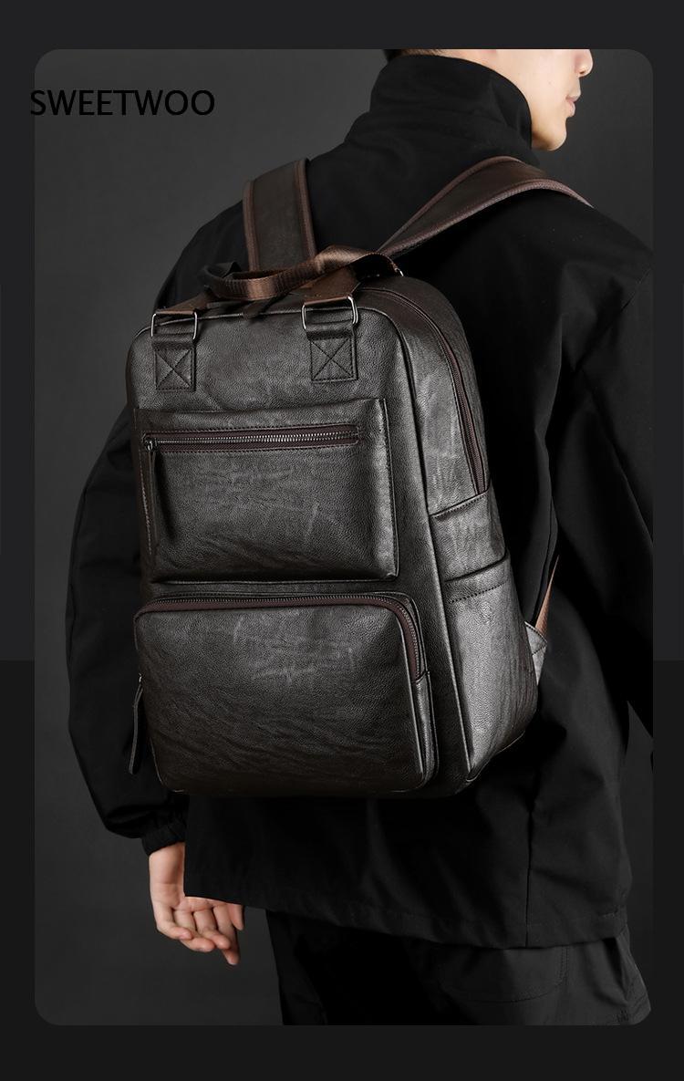 남성용 인조 가죽 노트북 백팩, 듀얼 탑 핸들, 다중  - Leather Work Rucksack Mens 리뷰 및 가격