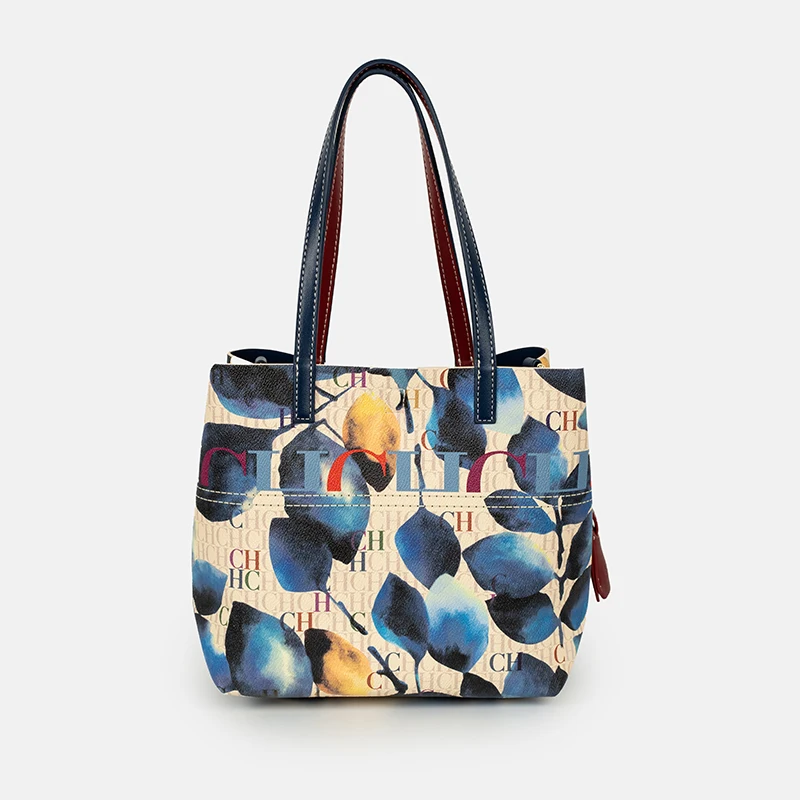 CH 아트 컬러 프린트 핸드백 솔리드 컬러 핸드스트랩  - Leather Work Handbags For Women 리뷰 및 가격