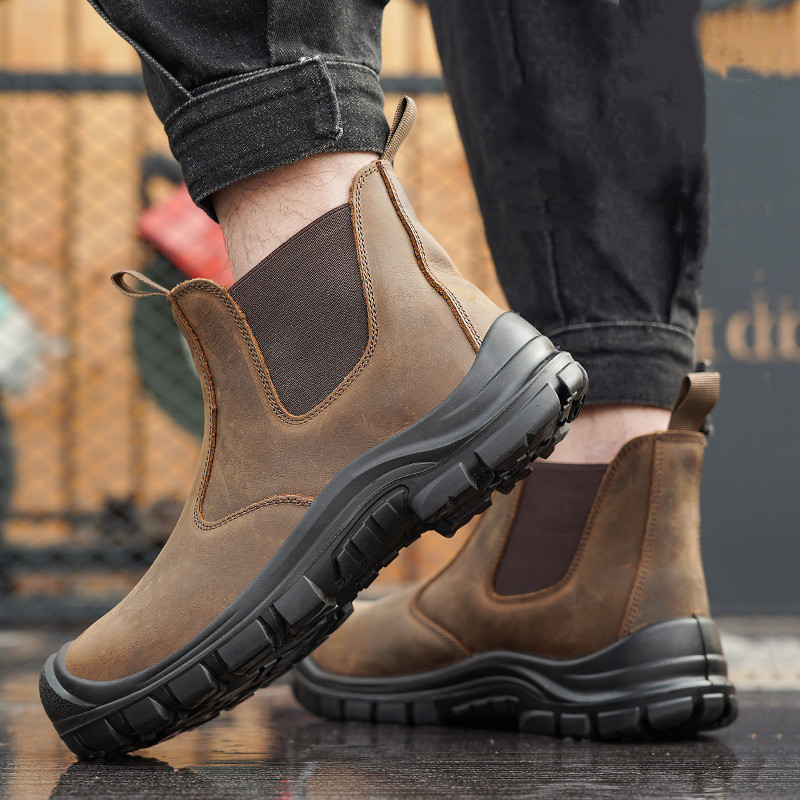 대형 남성용 패션 스틸 토 커버 작업화 소가죽 안전화  - Leatherwork Boots 리뷰 및 가격