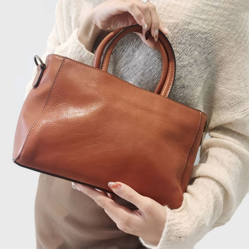 여성용 천연 소가죽 핸드백, 탑 핸들 백, 야채 무두질 - Leather Work Handbags For Women 리뷰 및 가격
