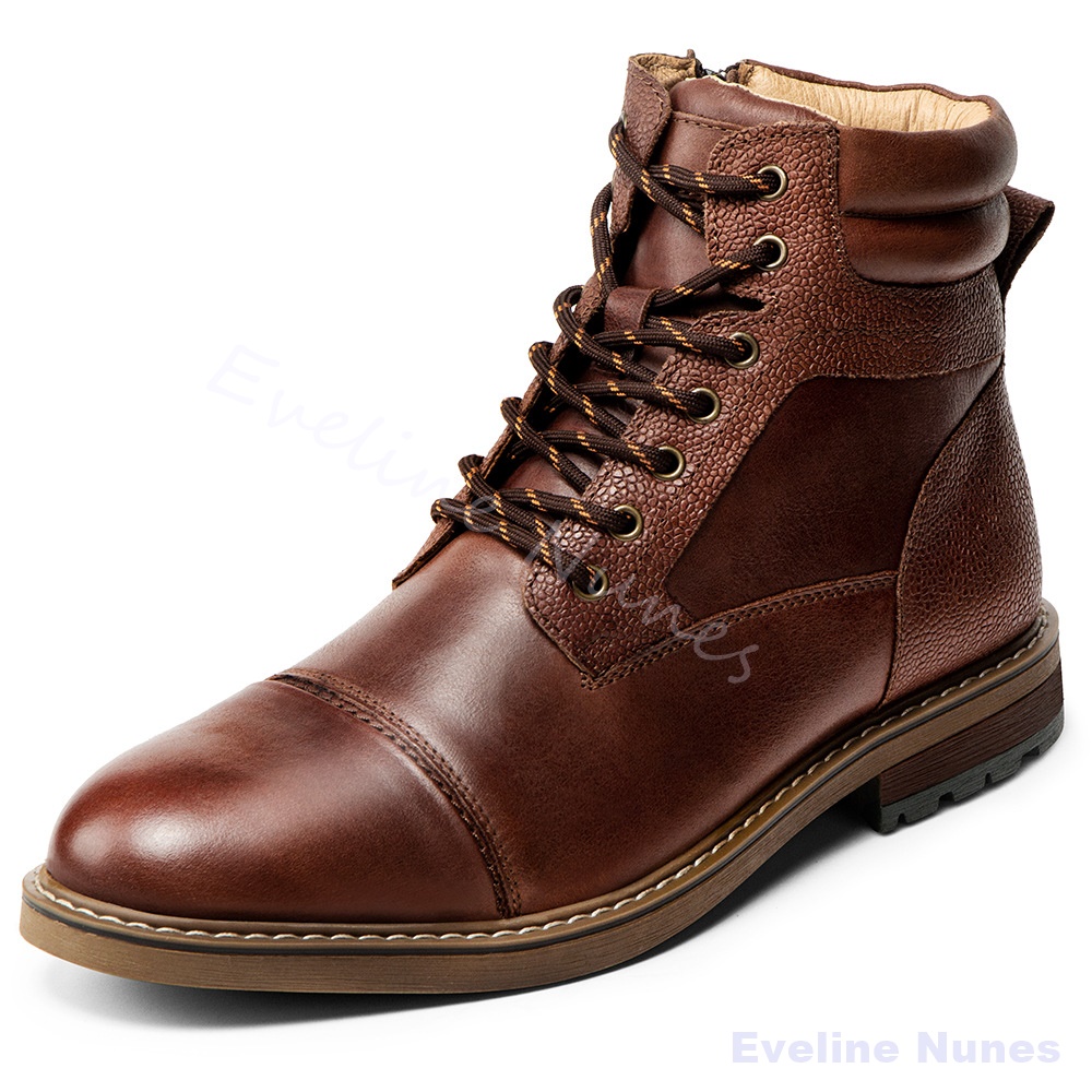 빈티지 브라운 천연 가죽 전투 부츠 남성용 레이스업 논 - Vintage Leatherwork 리뷰 및 가격