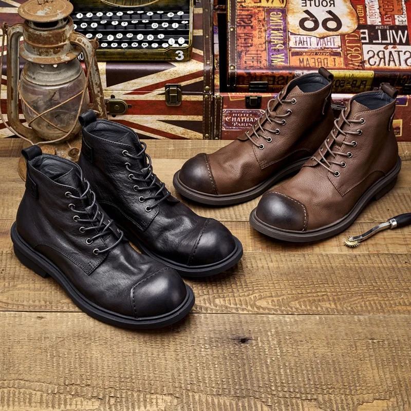 빈티지 비즈니스 남성 부츠 럭셔리 천연 소가죽 봄 작업 - Vintage Leatherwork 리뷰 및 가격