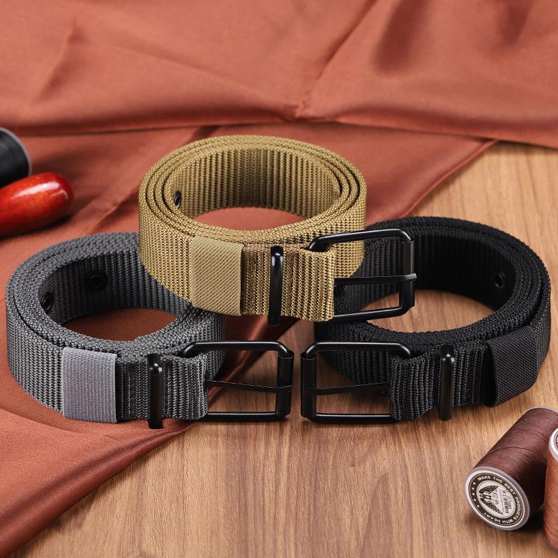남성용 벨트 다공성 캔버스 핀 버클 가죽 벨트 야외 스 - Leatherwork Eyelets 리뷰 및 가격