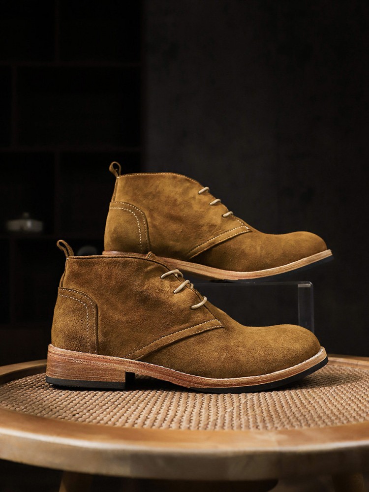 패션 다목적 남성 레이스 업 컬러 블록 암소 스웨이드  - Leatherwork Boots 리뷰 및 가격